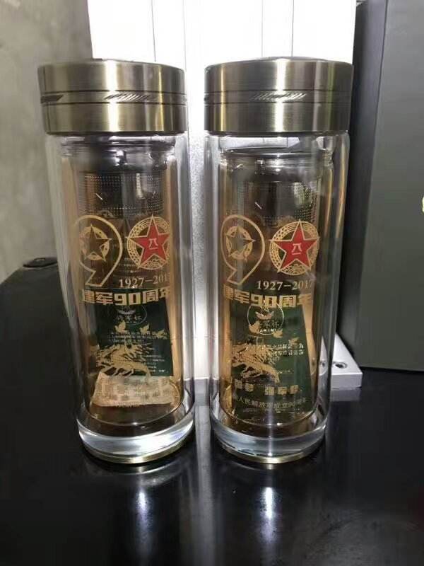 广告杯-迎来天津客户订购双层玻璃杯