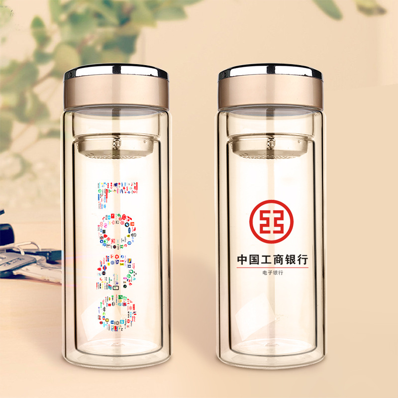 中国工商银行定制水杯子案例玻璃杯图片